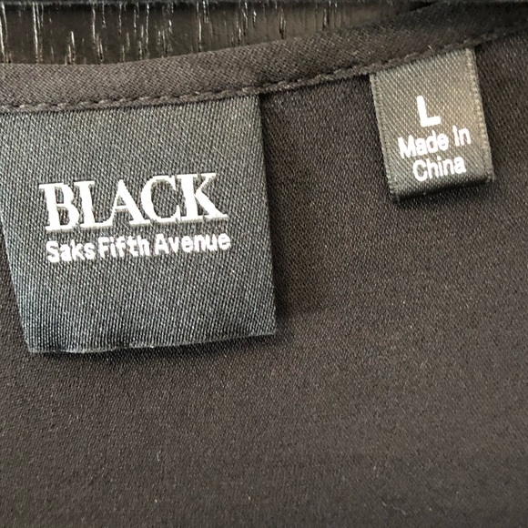 Black Saks Fifth Avenue Silk Blouse Large - Picture 5 of 7